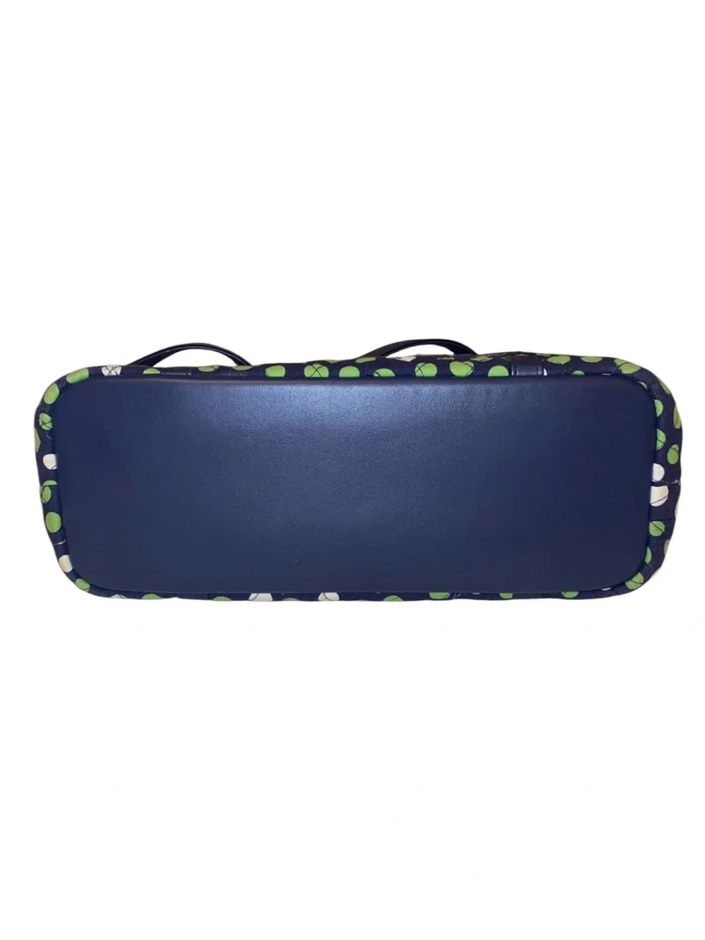 VERA BRADLEY “Lucky Dots” Large Quilted Tote Bag Navy & Lime Green